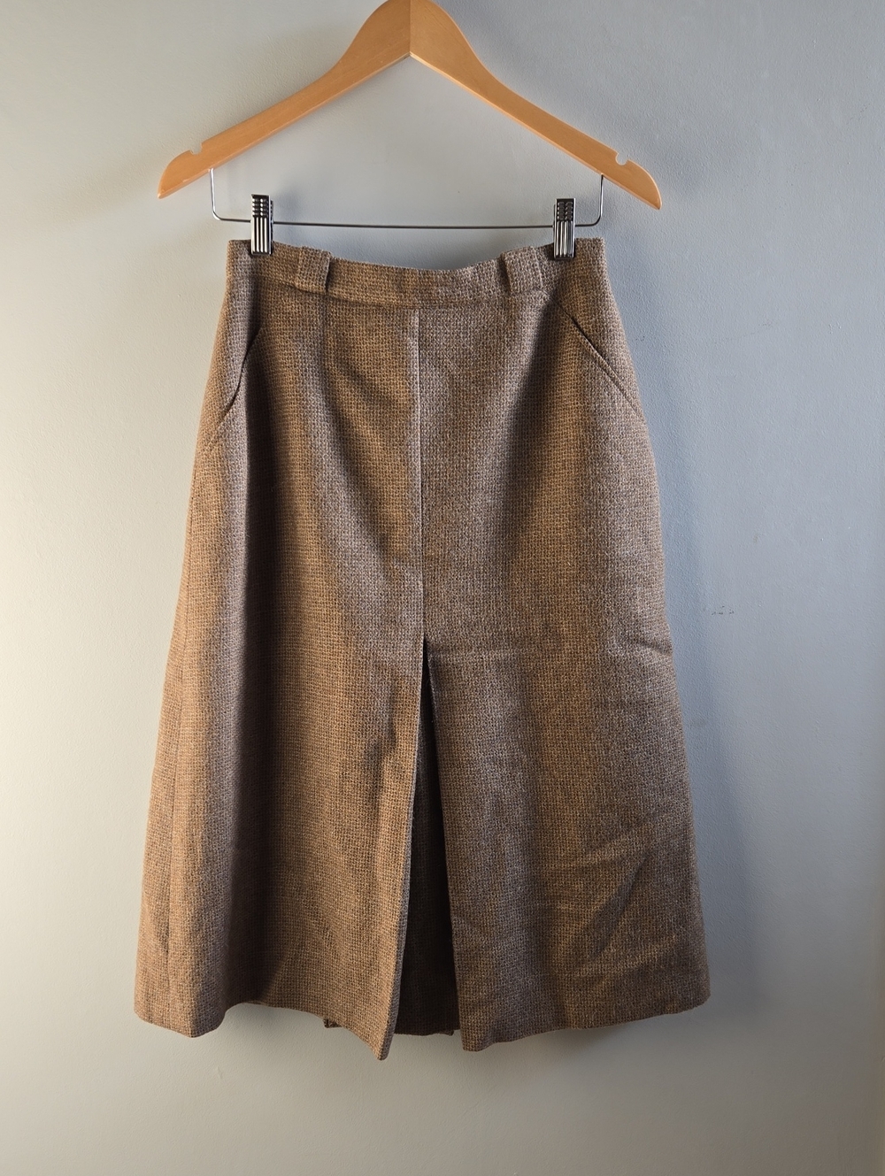 Vintage Brown Aquasculum of London Wool and Mohair Midi Skirt Size 12
